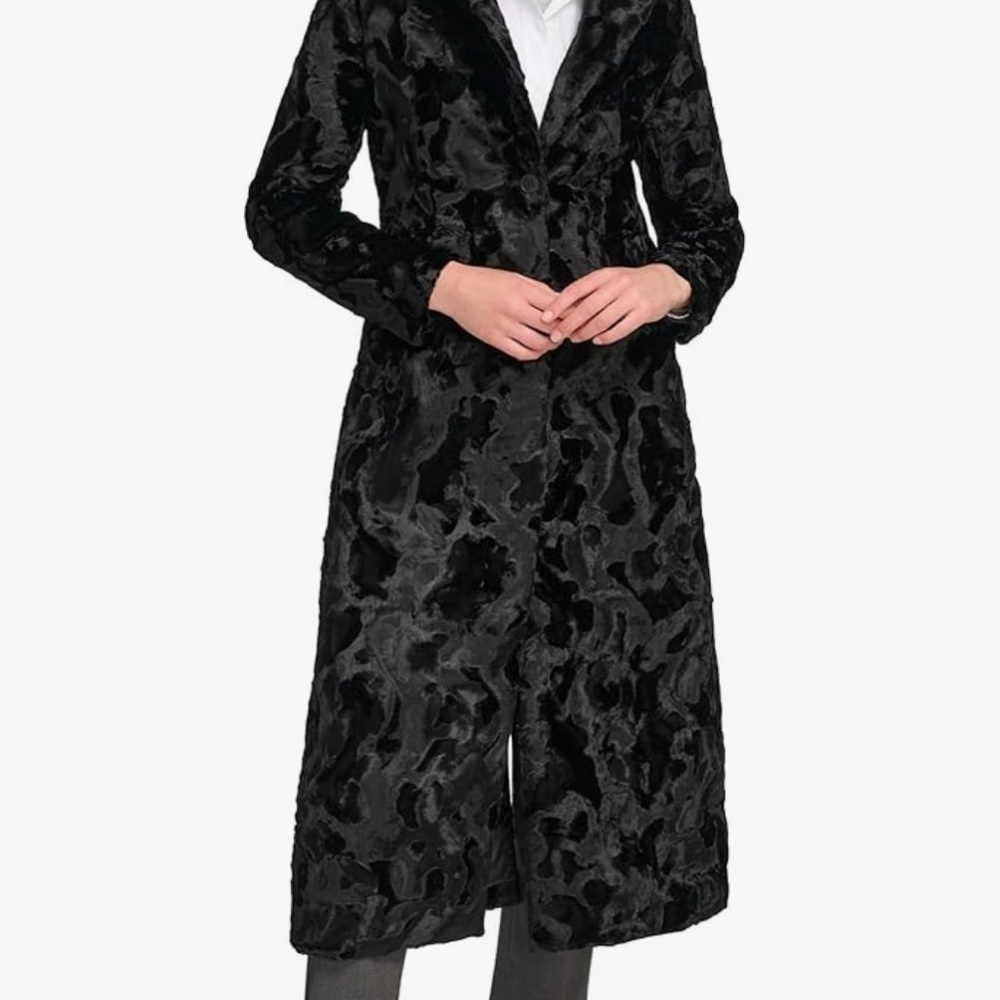NWT Calvin Klein Faux Fur Dress Coat